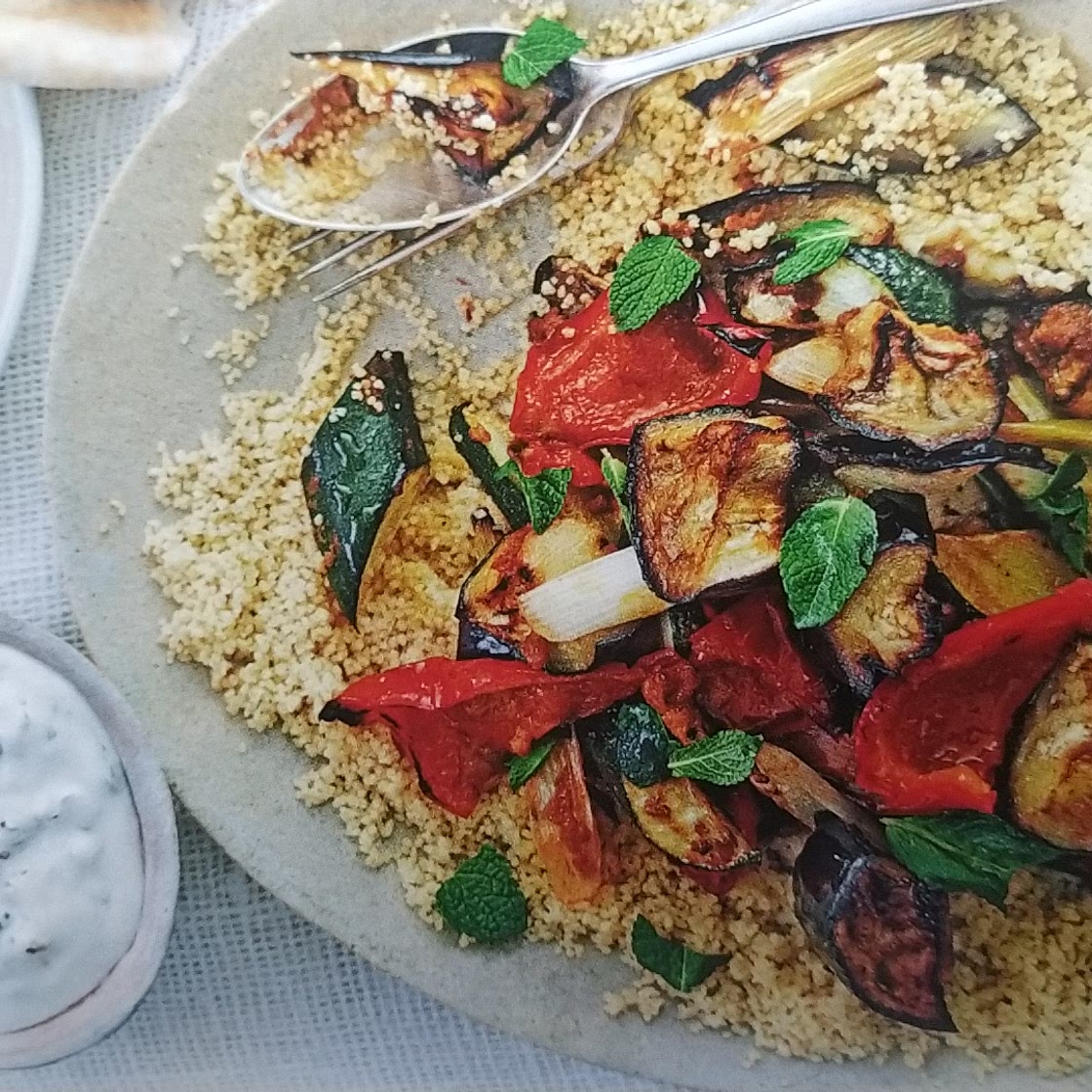 Moroccan roasted veg with tahini dressing