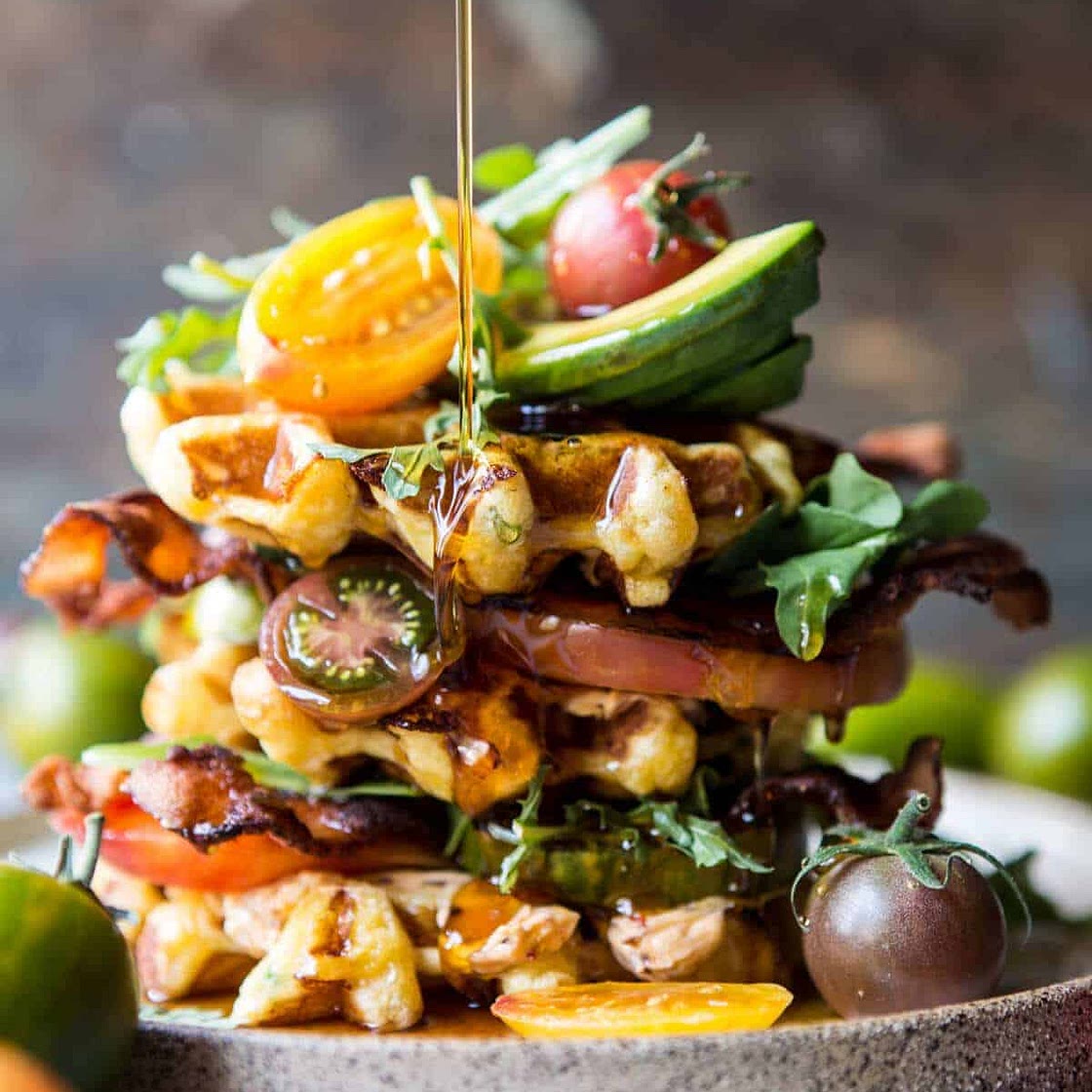 Cheddar Cornbread Waffle BLT with Chipotle Butter