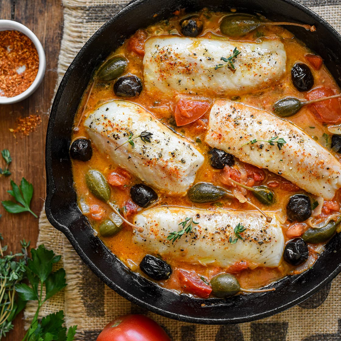 Cod Provençal with Tomatoes, Capers and Olives