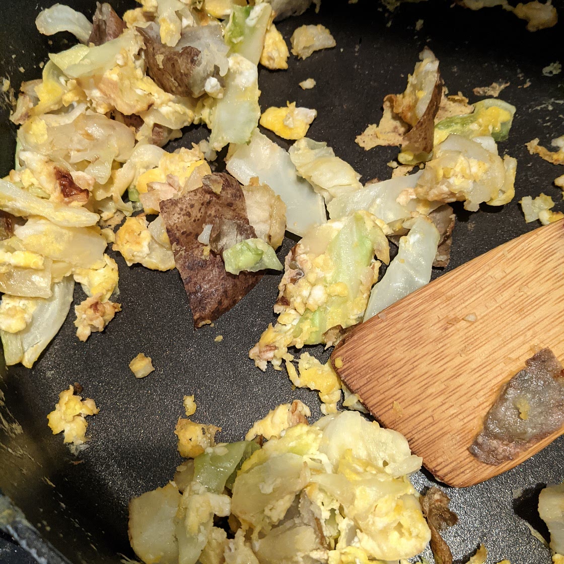 eggs & potatoes & cabbage & cheese