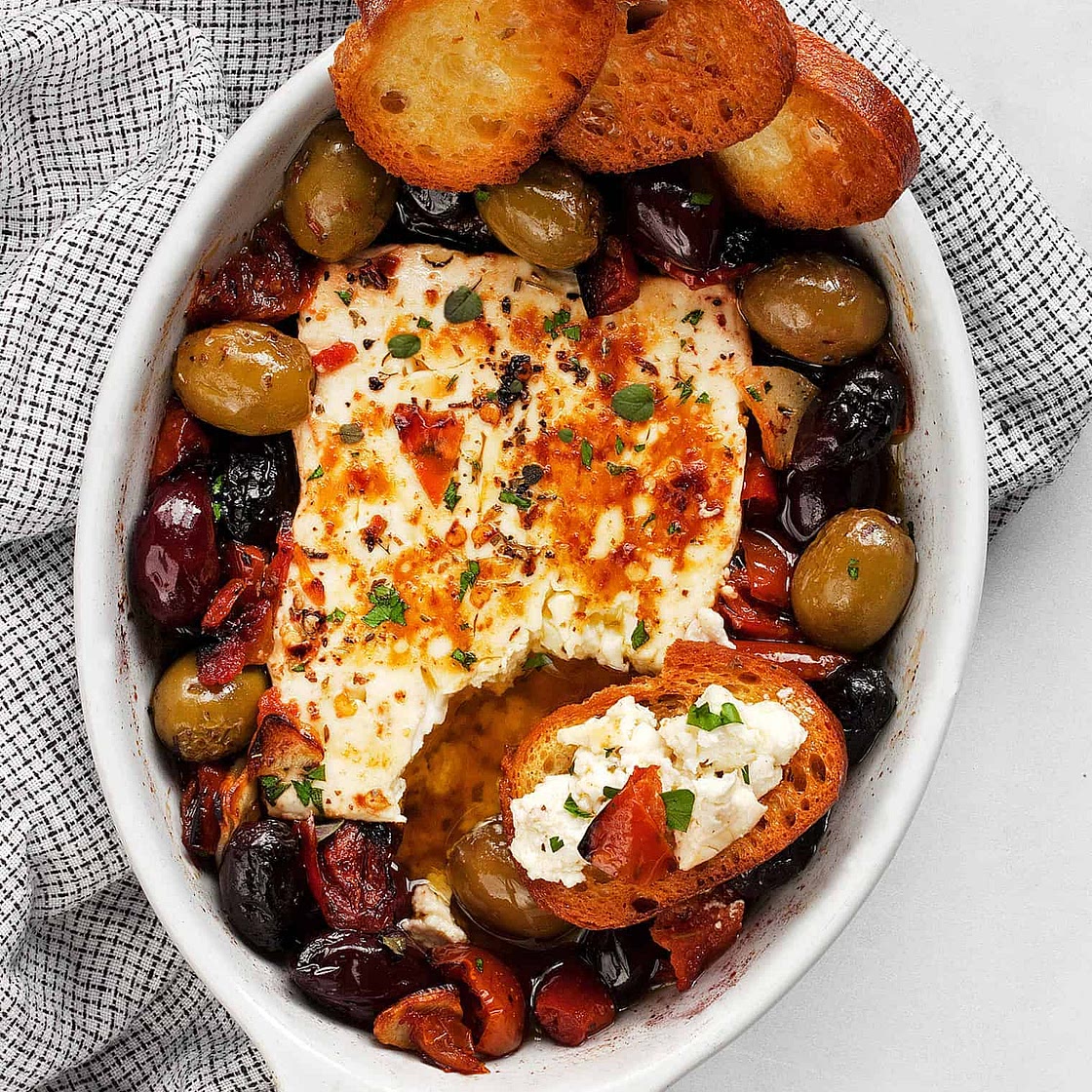 Baked Feta with Olives and Tomatoes