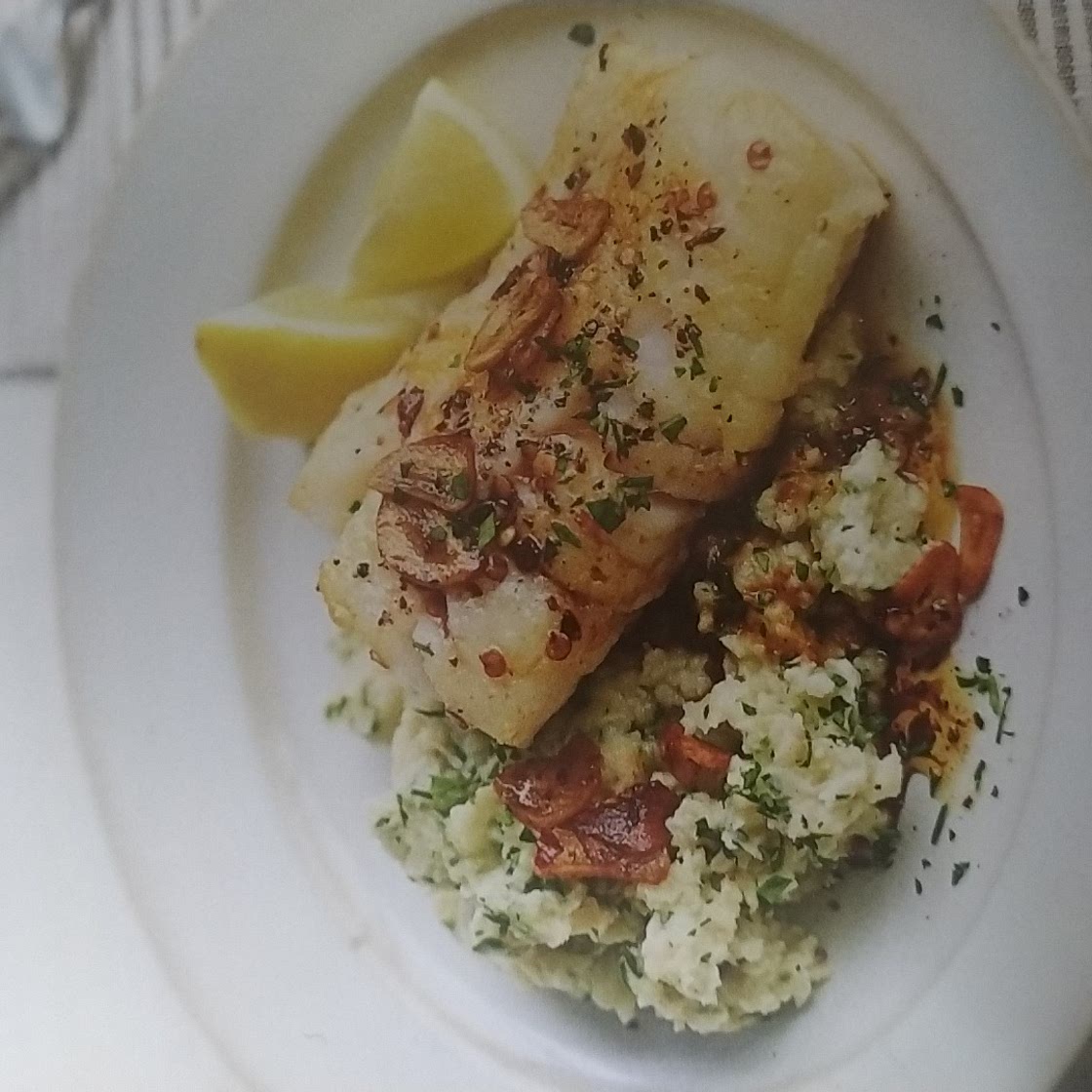 Sticky cod with celeriac & parsley mash