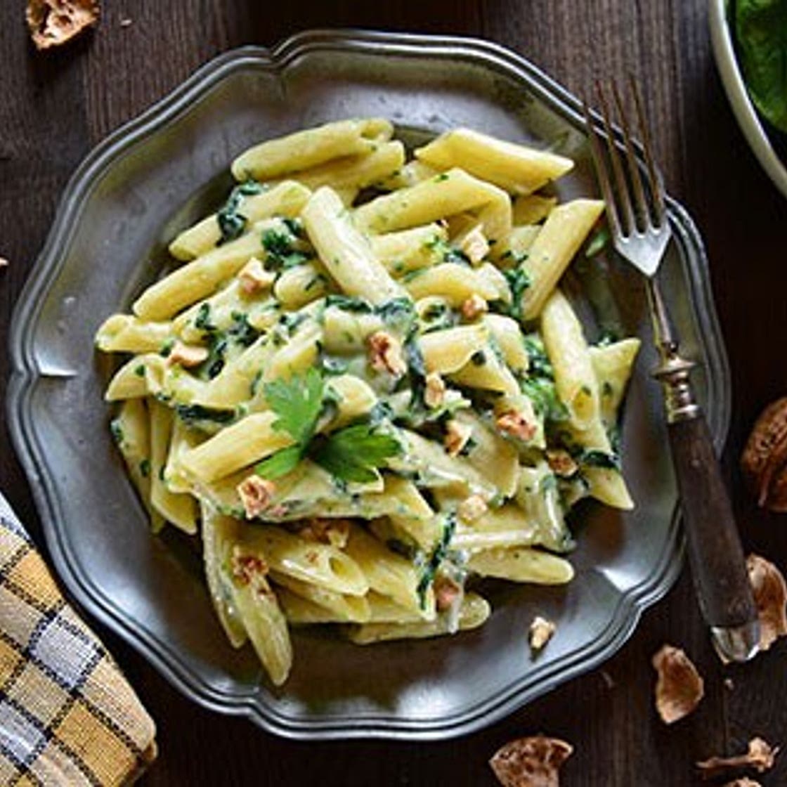 Pasta with Brie Cheese and Spinach