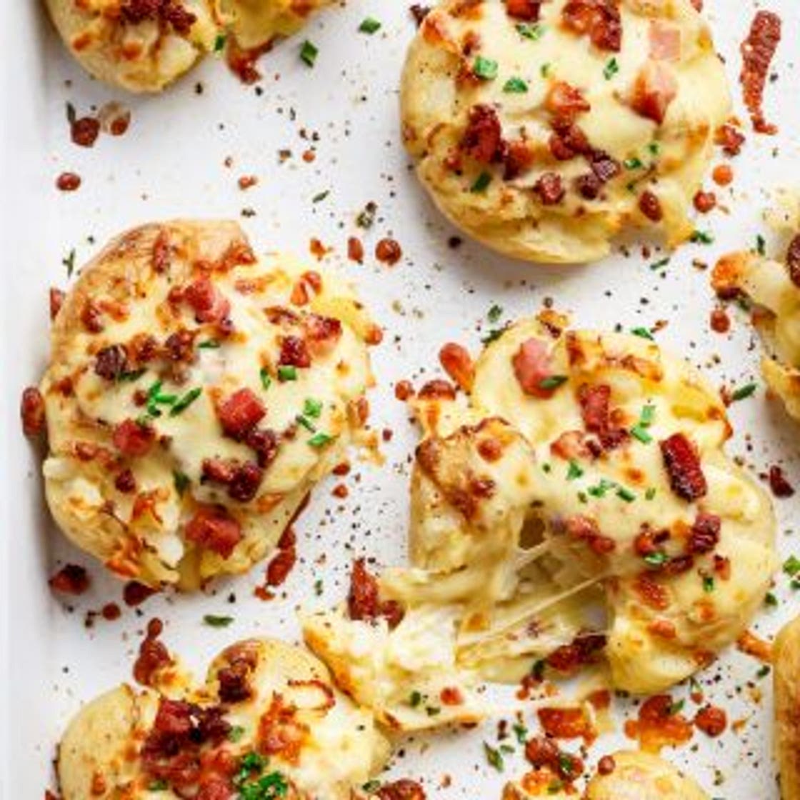 Cheesy Bacon Smashed Potatoes