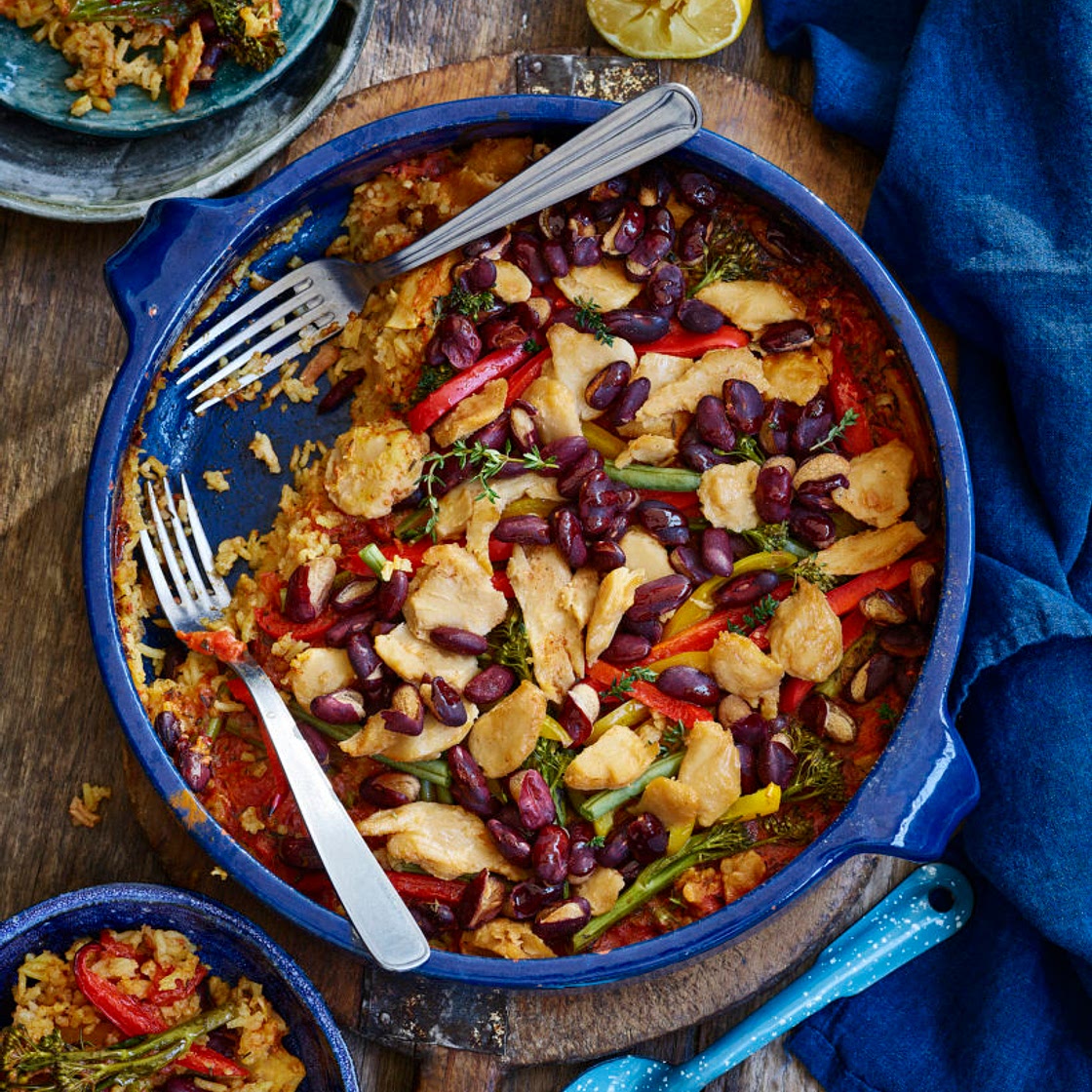 1 Pot Baked Tomato Rice with Vegan Chicken & Vegetables - Avant-Garde Vegan