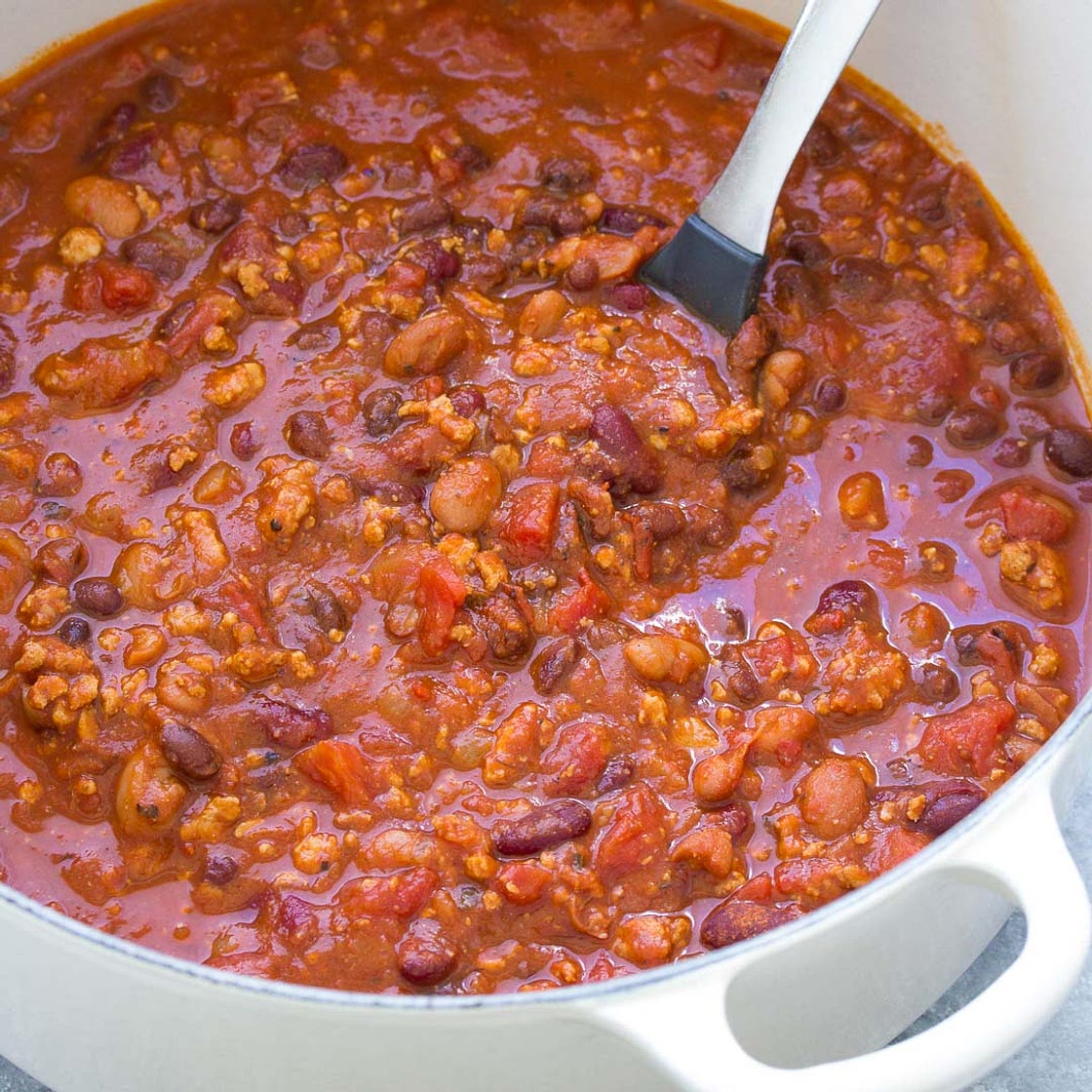 Healthy Turkey Chili Recipe (Stove Top, Slow Cooker or Instant Pot)