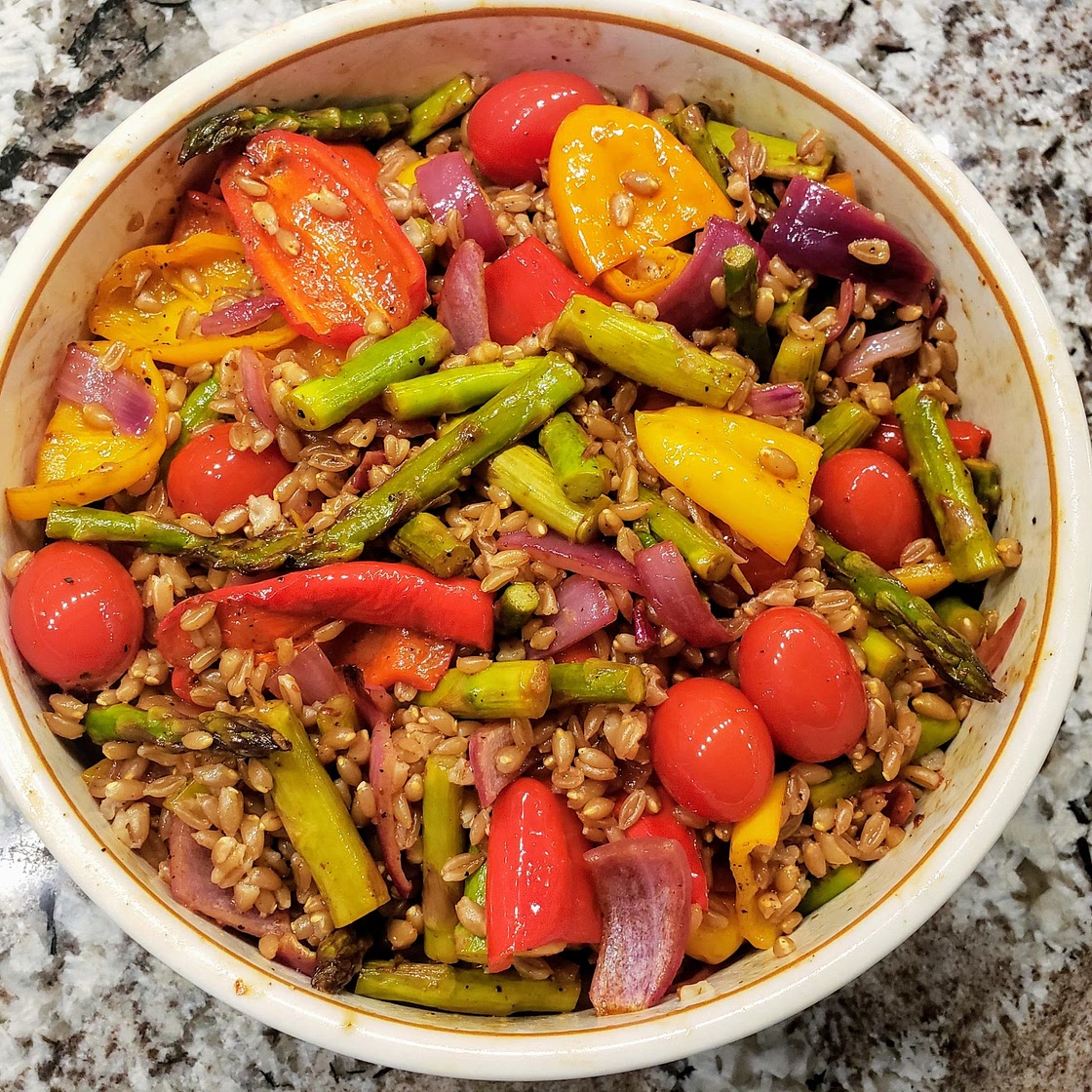 Farro Salad with Pomegranate-Roasted Vegetables