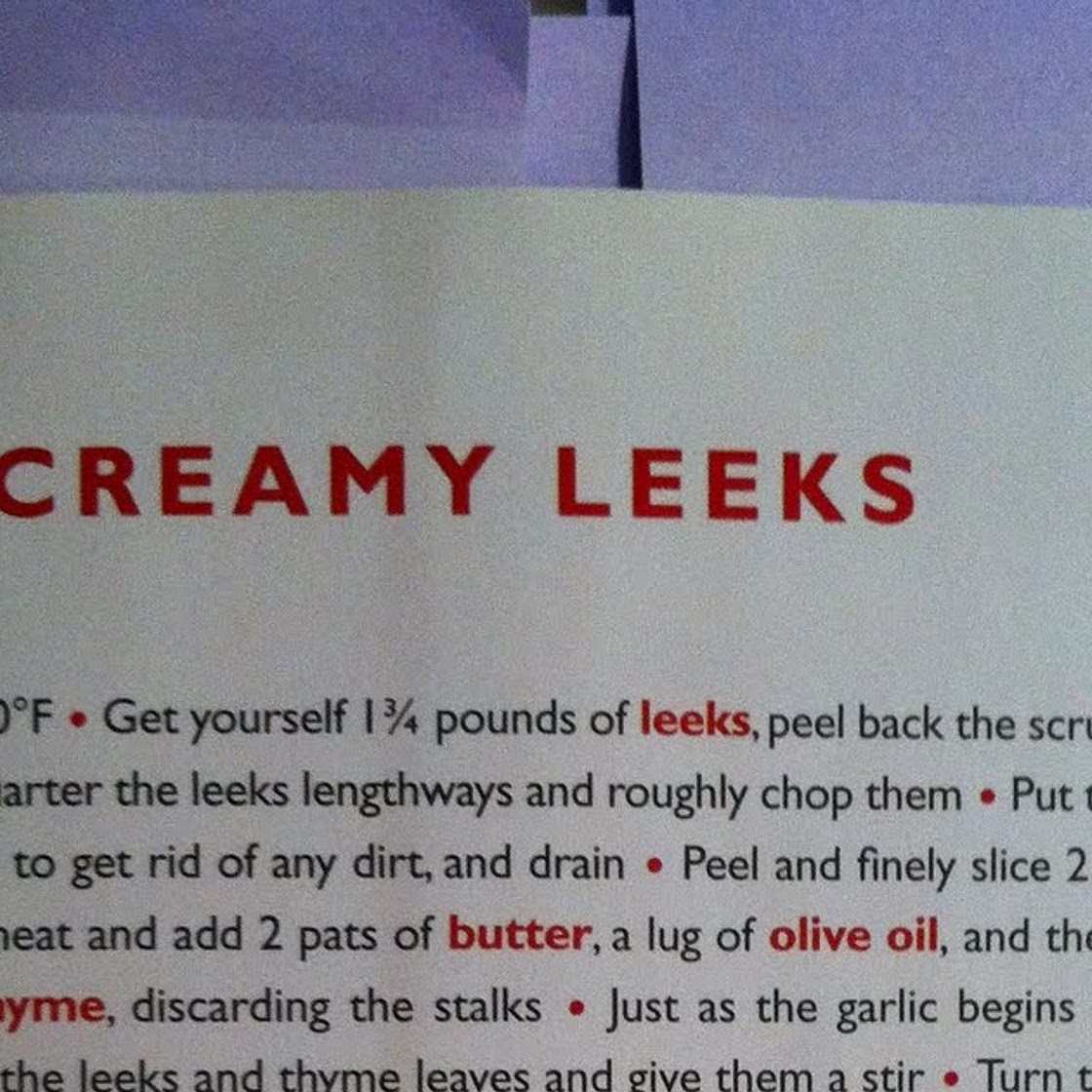 Baked Creamy Leeks, JO