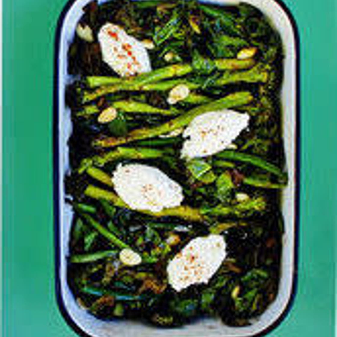 Roasted Greens with Ras el Hanout, Bulgur Wheat & Ricotta