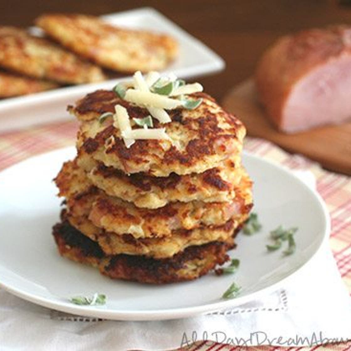 Ham & Cheese Cauliflower Fritters