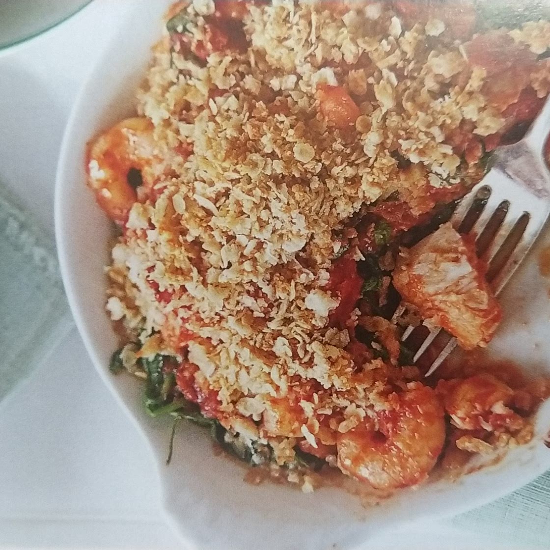 Oaty fish & prawn gratins