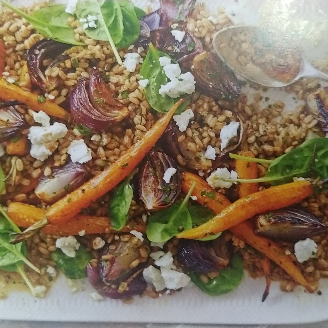 Farro salad with roasted carrots & feta