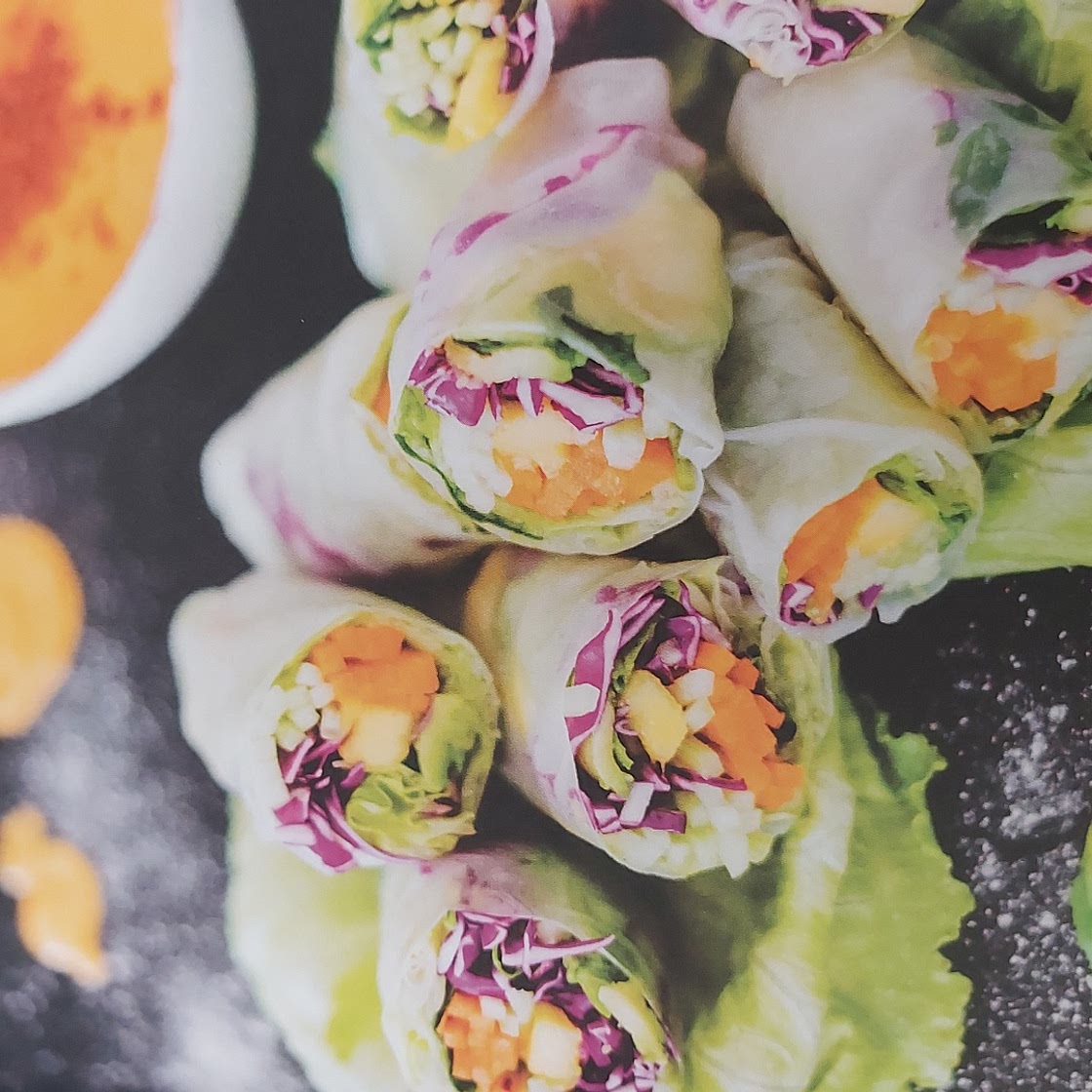 Spring Rolls with Spicy Mango, Chilli & Peanut Sauce