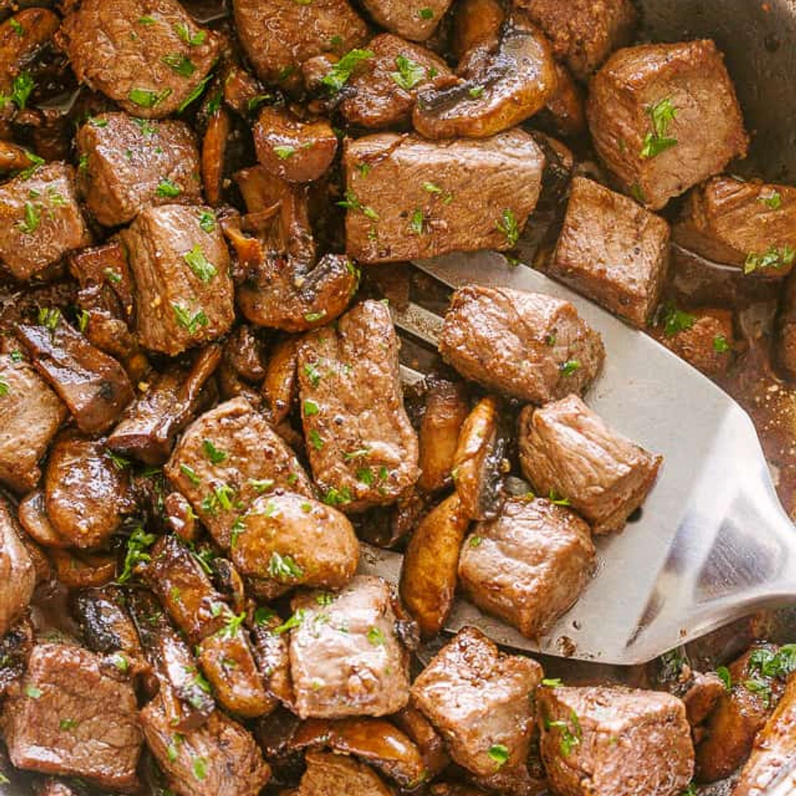 Garlic Butter Steak Bites with Mushrooms