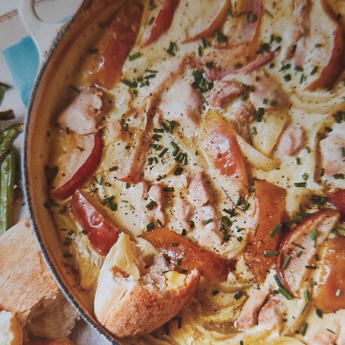 Oven baked Normandy chicken and apple casserole 