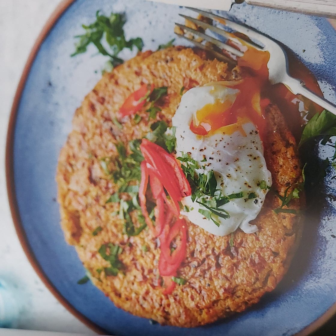 Quinoa and Feta Fritter with Poached Egg
