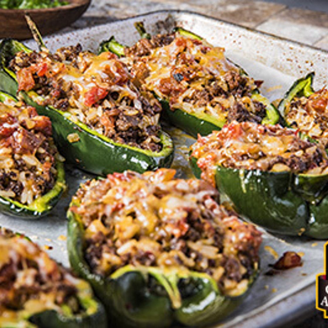 Beef Stuffed Poblano Bake