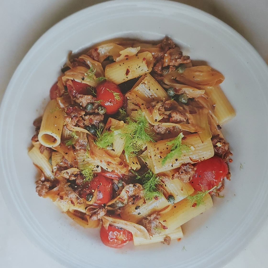 SAUSAGE, FENNEL AND CHILLI RIGATONI