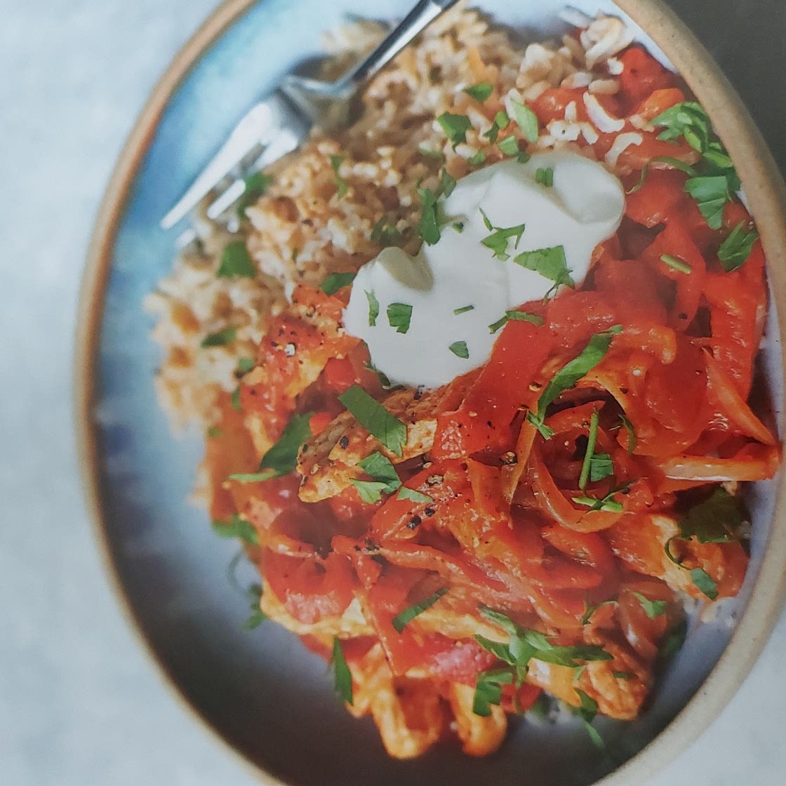 PORK WITH ROASTED RED PEPPER AND RICE
