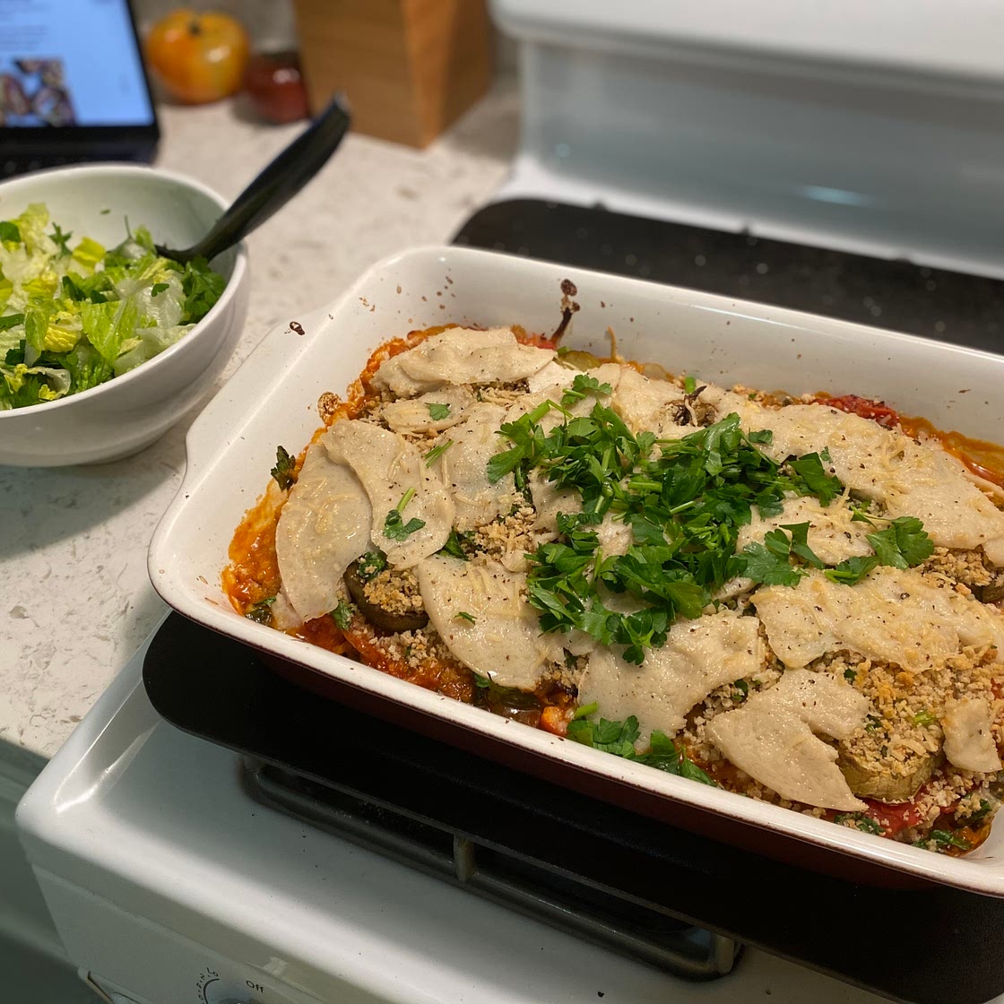 Veganized eggplant parm 