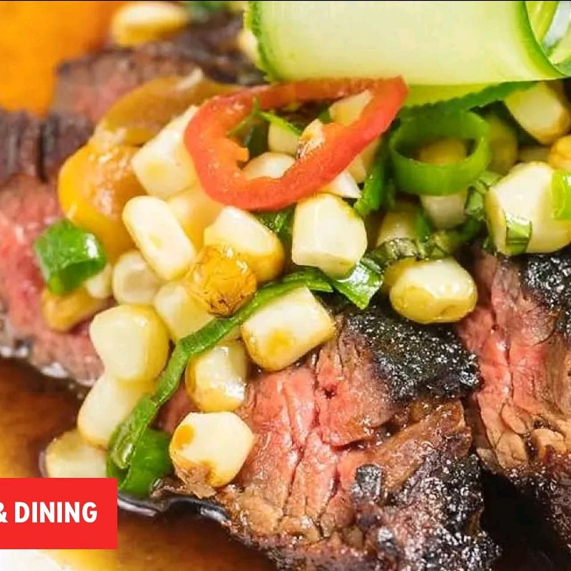 Chef Adrianne Calvo's Marinated Skirt Steak With White Corn & Pepper Relish & Spicy Soy Sauce