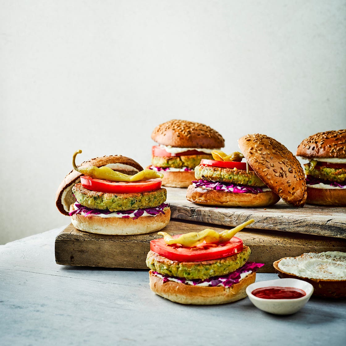 Spiced falafel burgers