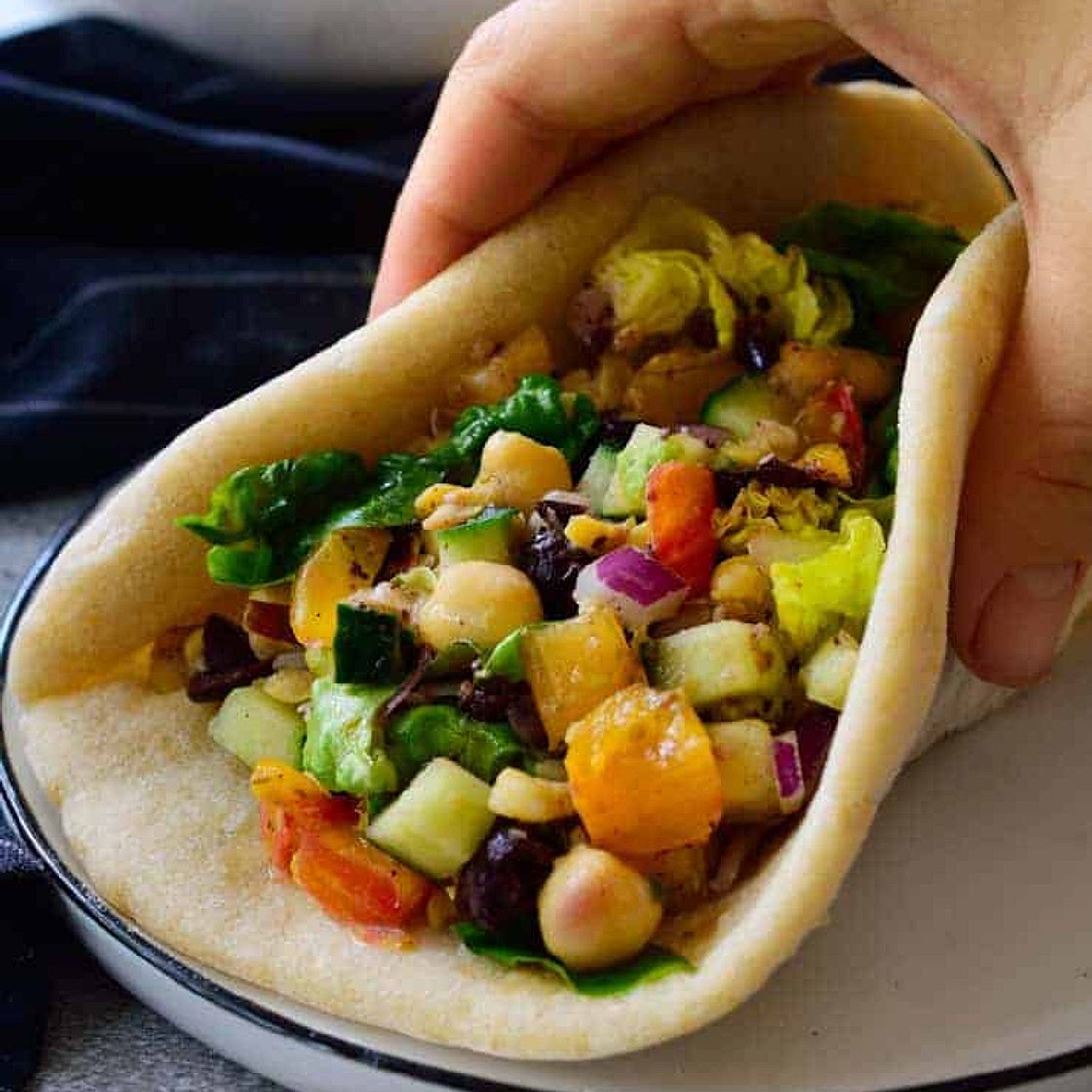 Mediterranean Chickpea Salad Pita Sandwich