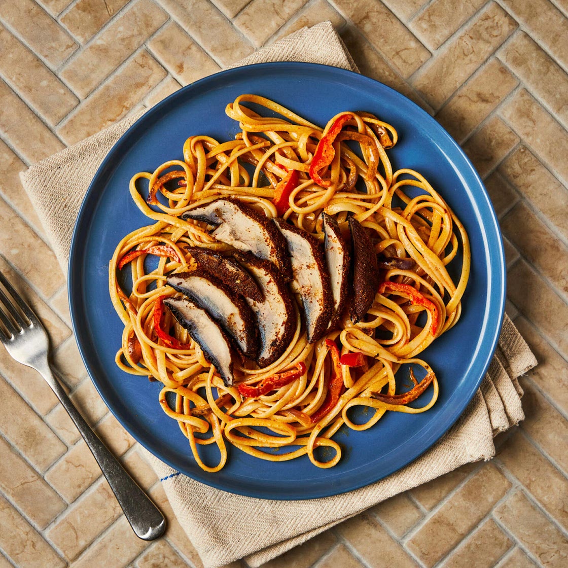 Creamy Cajun Mushroom & Pepper Linguine