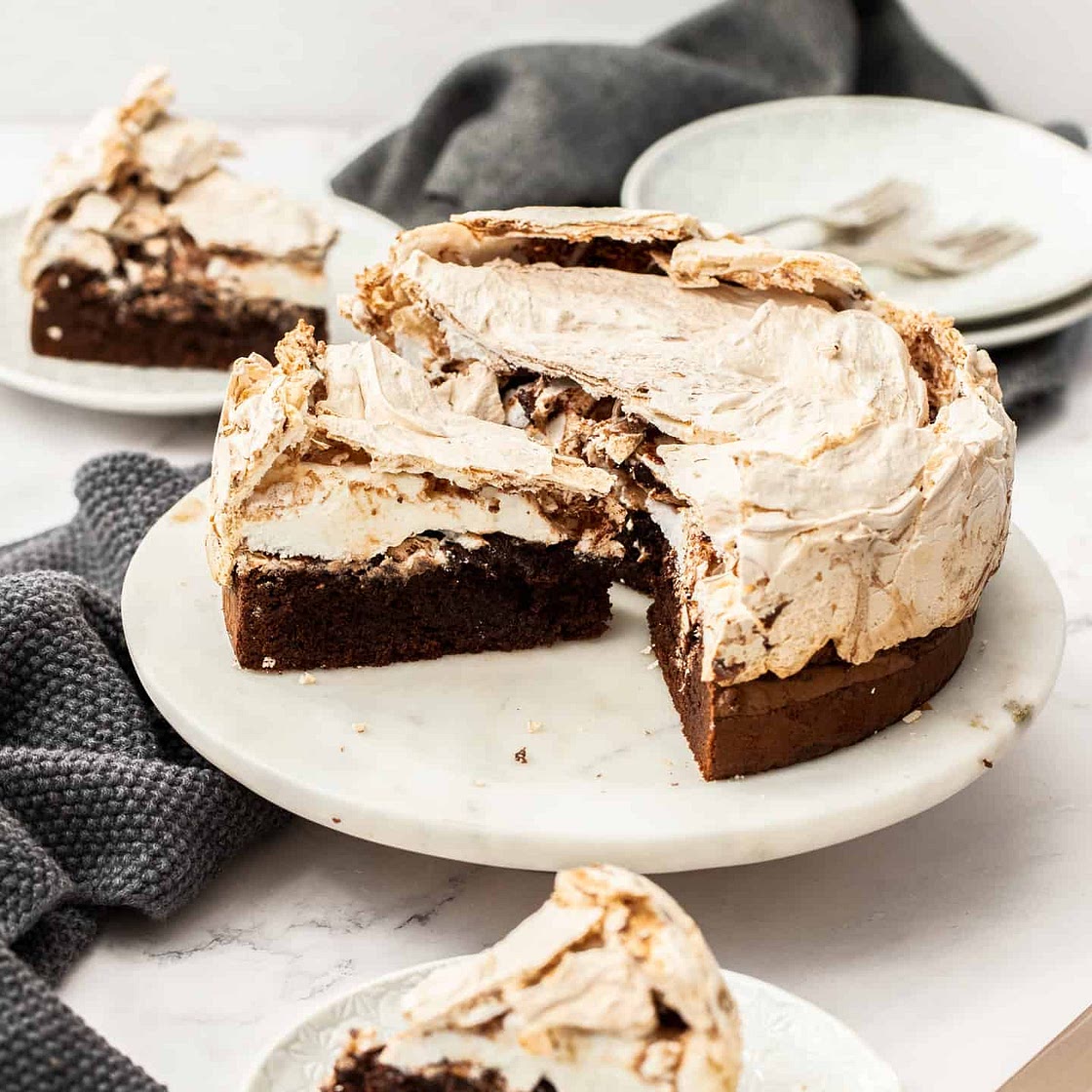 Chocolate Meringue Brownie Cake