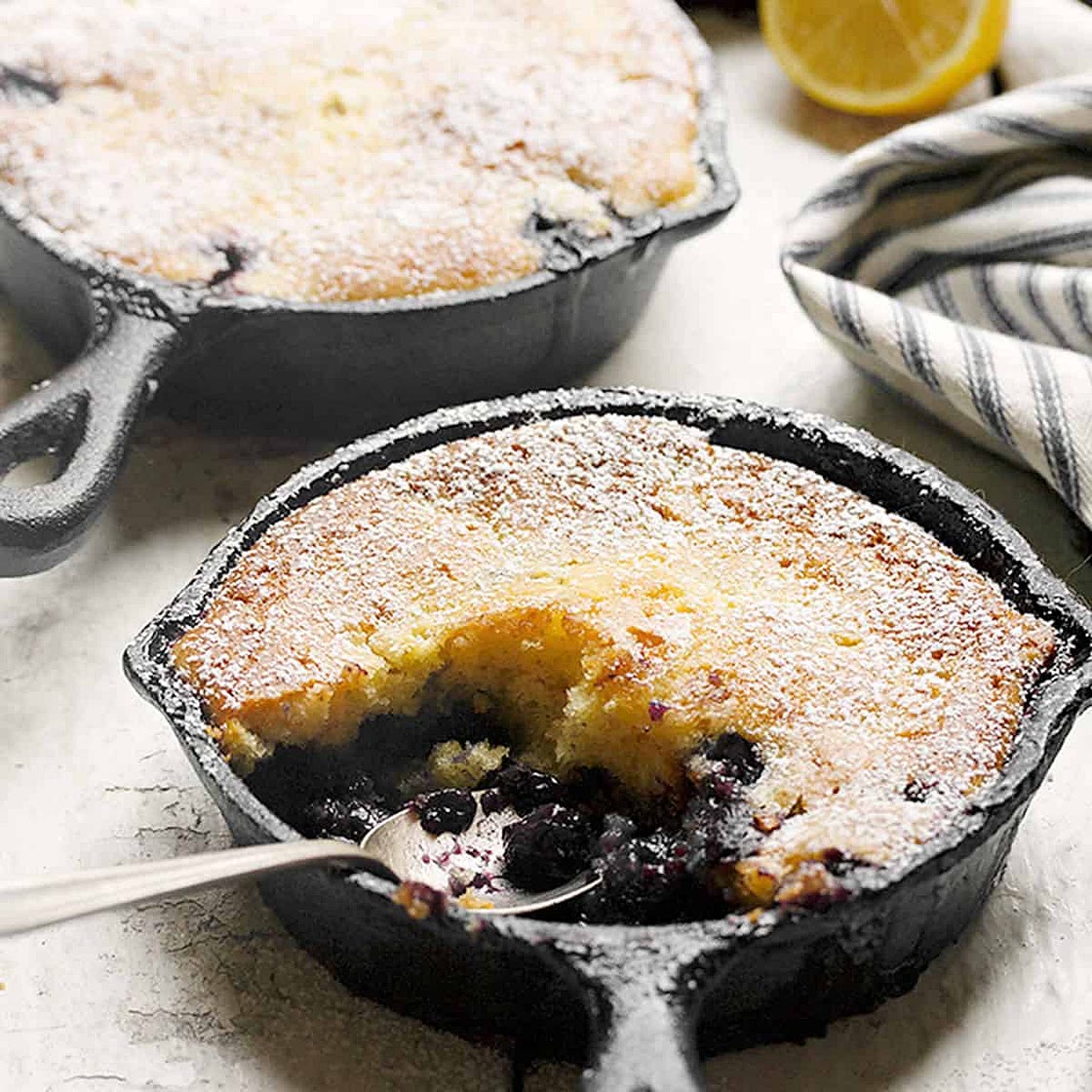 Individual Blueberry Lemon Pudding Cakes
