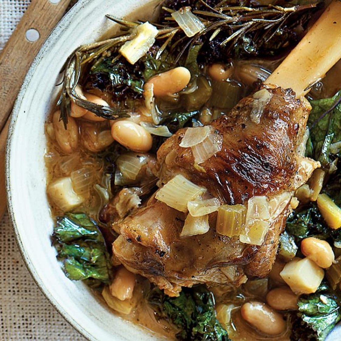 Slow-braised lamb with fennel, rosemary, garlic and lemon