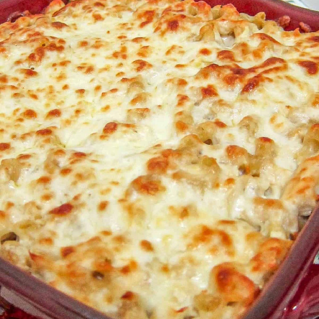 Three Cheese Chicken Alfredo Bake