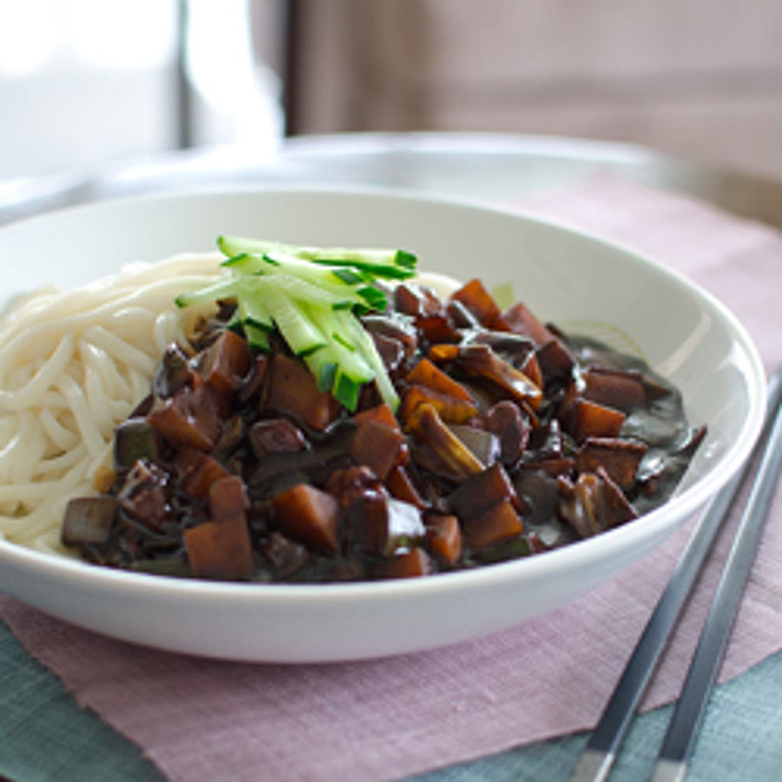 Jjajangmyun, the Korean-Chinese noodles with black bean paste