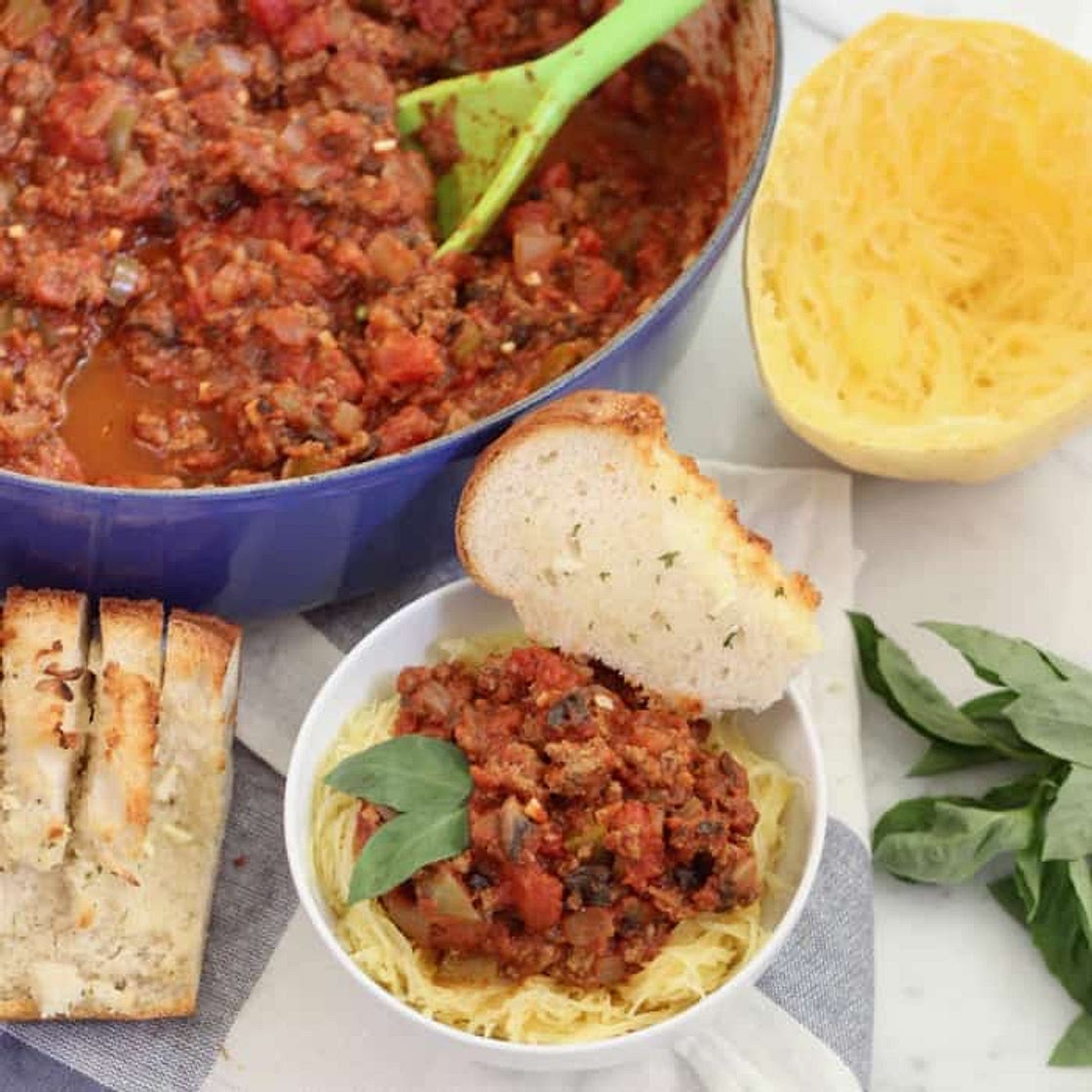 Turkey Meat Sauce with Spaghetti Squash