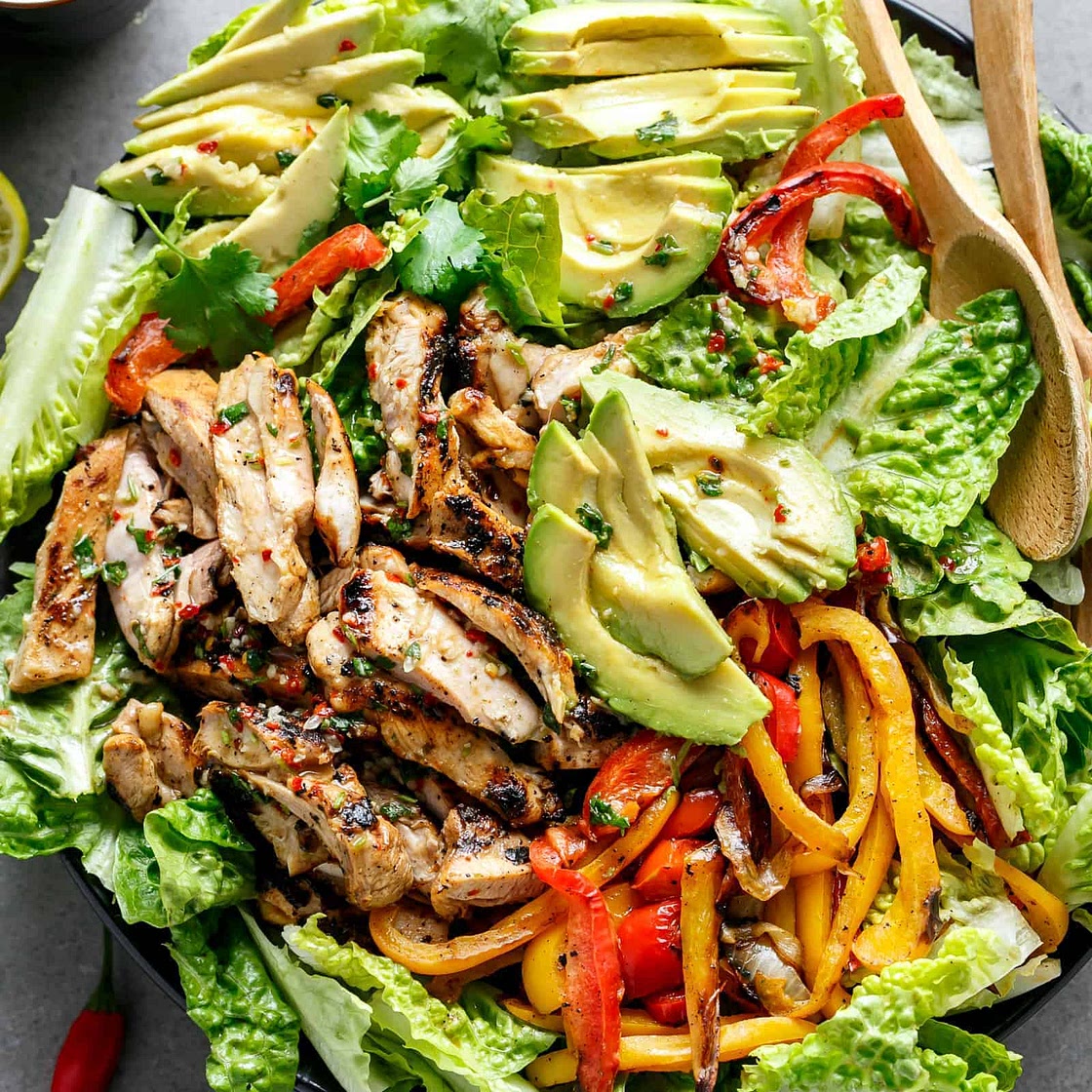 Grilled Chili Lime Chicken Fajita Salad