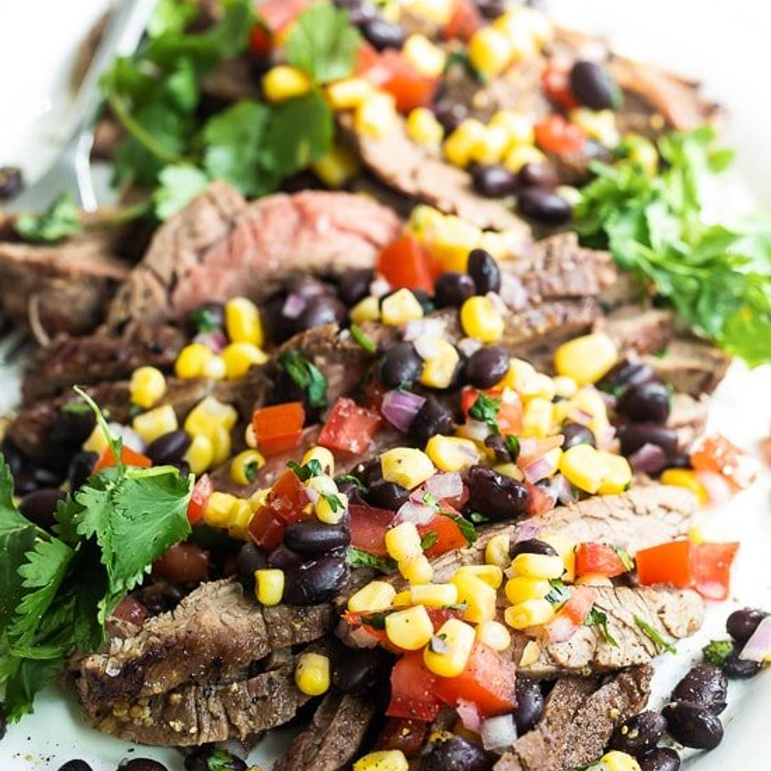 Grilled Flank Steak with Black Bean and Corn Salsa