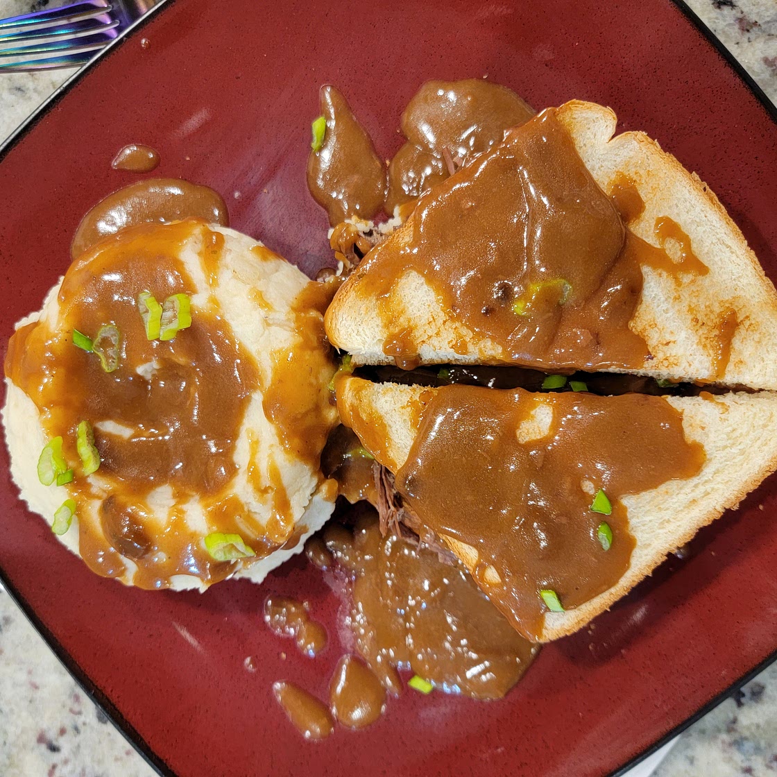 South Dakota "Style" Insta-Pot Hot Beef Sammy and Mashed Potatoes