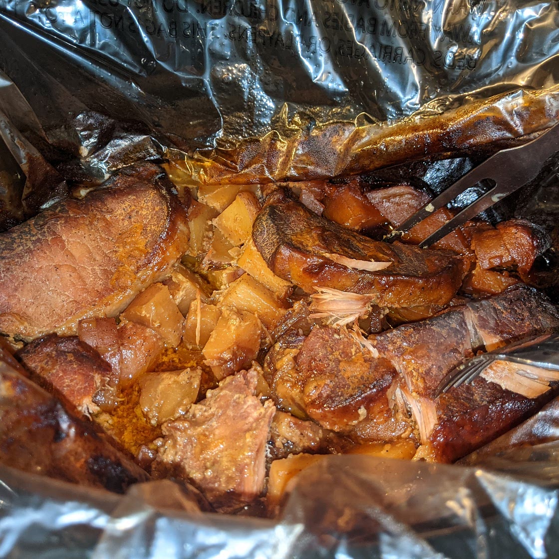 Honey mustard pork chops & potatoes 