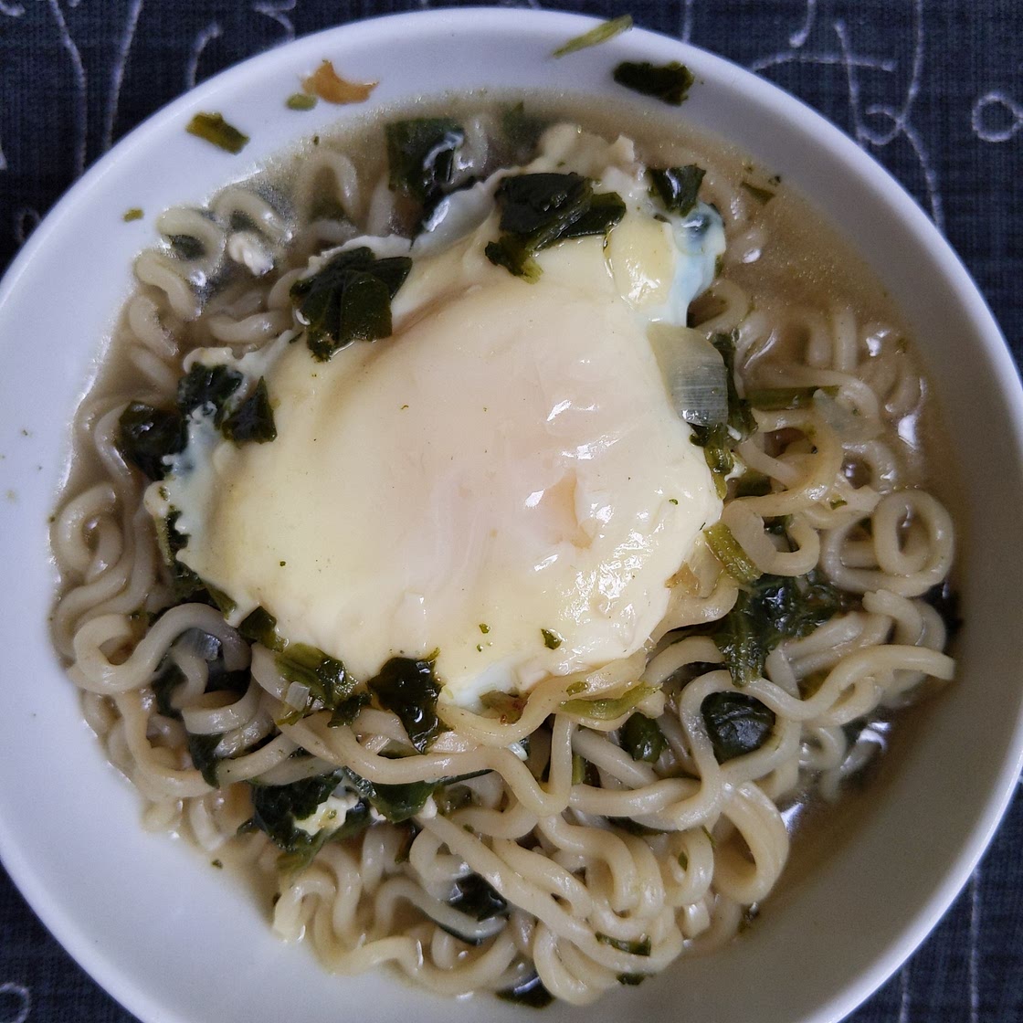 Ramen Noodle Soup with Spinach and Poached Eggs