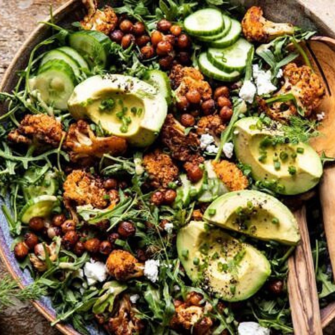 Roasted Cauliflower Salad with Creamy Honey Mustard Vinaigrette