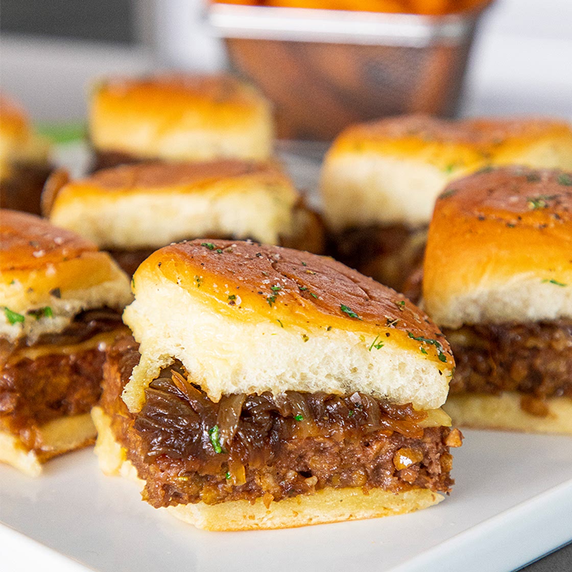 Beyond Beef Garlic Sliders - Beyond Meat