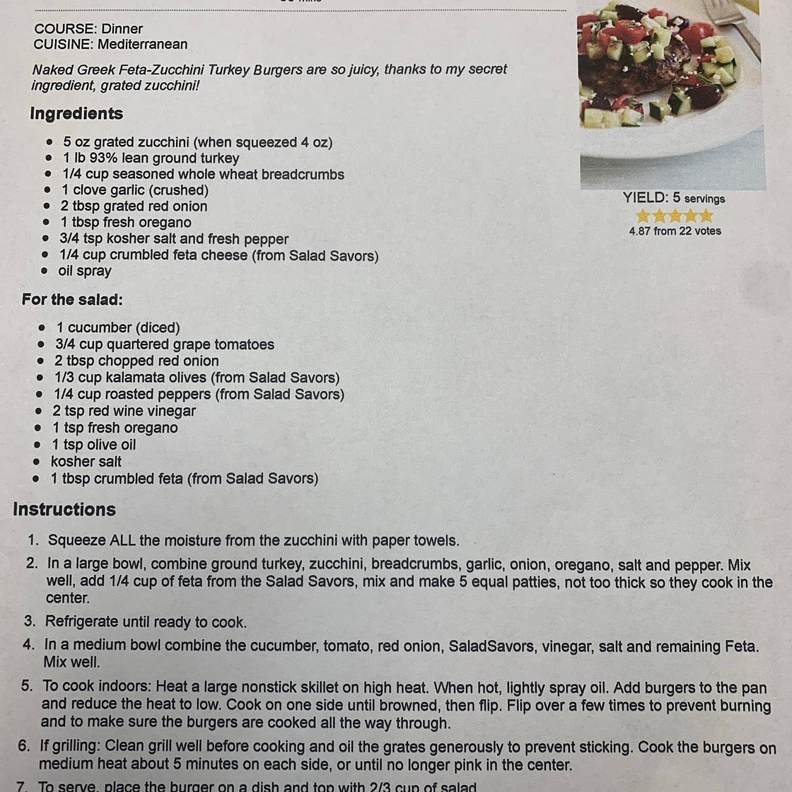 Naked Greek Feta-Zucchini Turkey Burgers - Skinnytaste