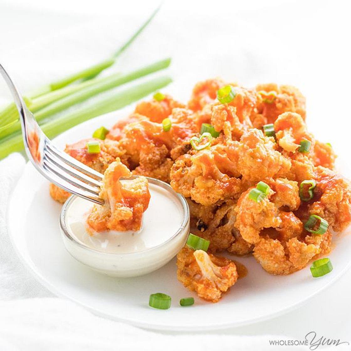 Baked Healthy Buffalo Cauliflower Bites Wings Recipe - Paleo & Keto