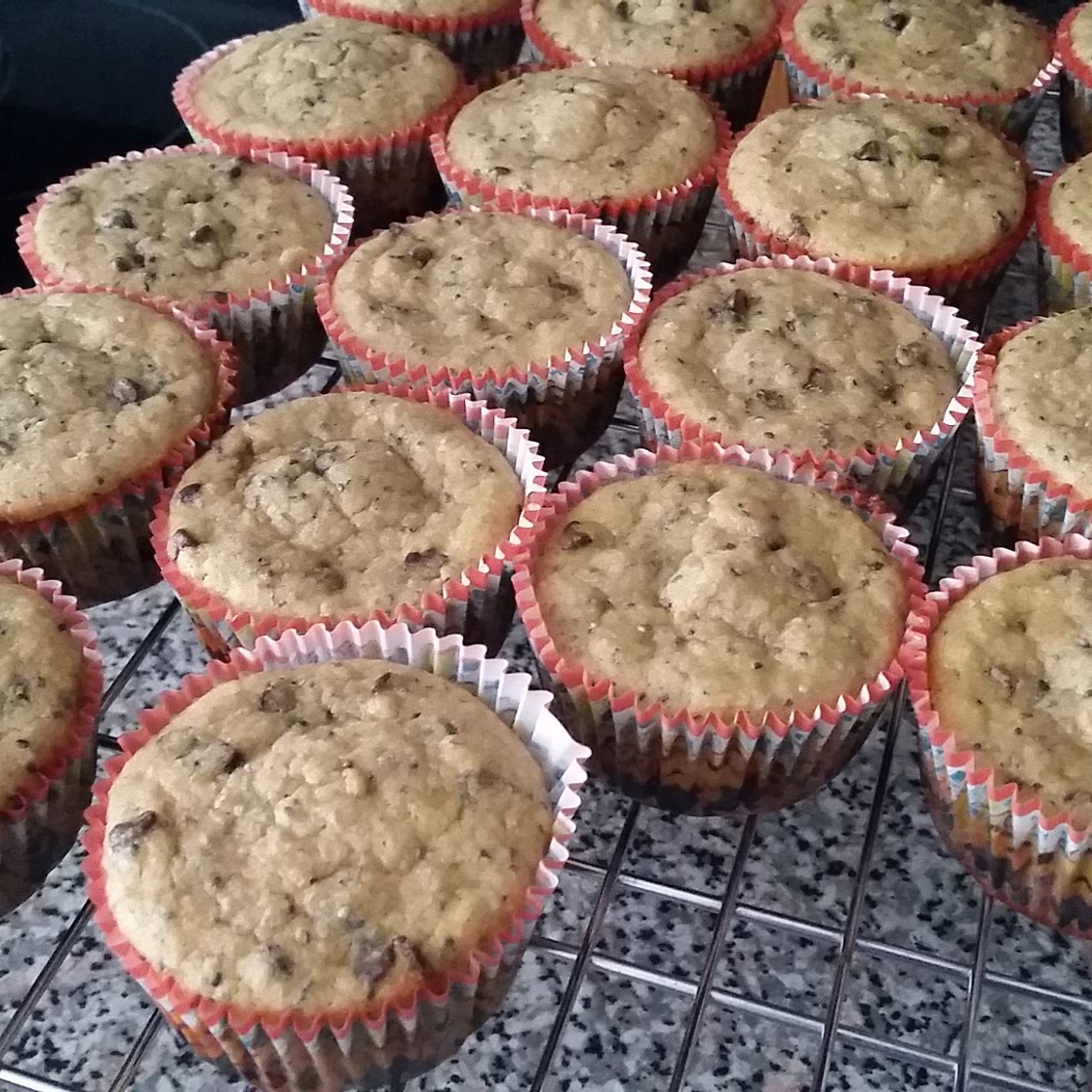 Chocolate Chocolate Chip Banana Oat Muffins