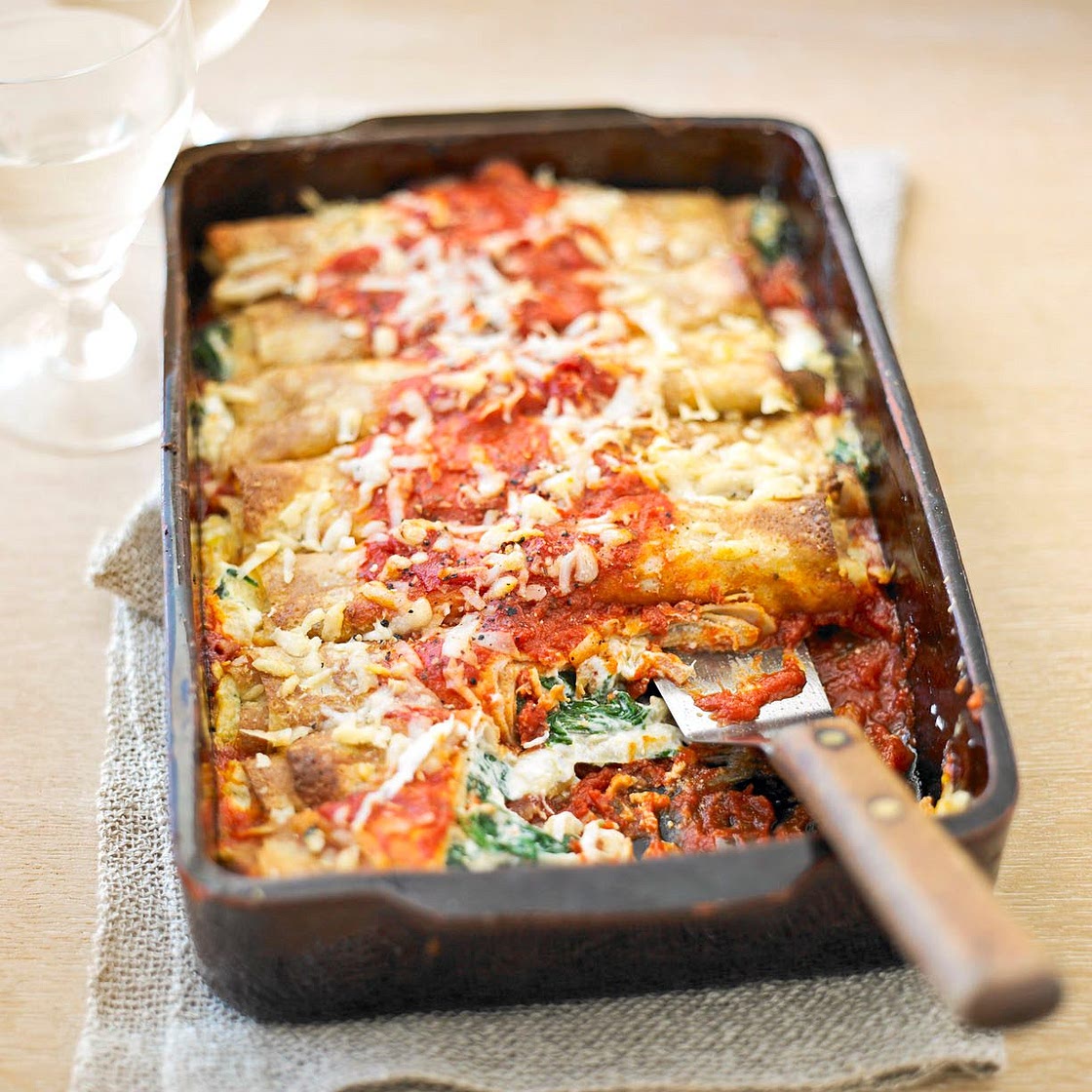 Baked spinach and ricotta pancakes