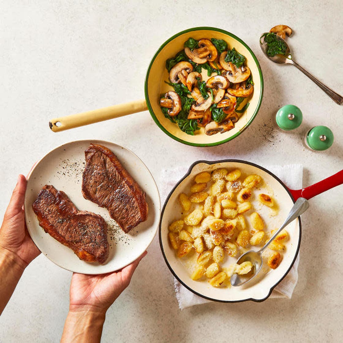 G - 10-Min Rump Steak, Cheesy Gnocchi & Mushrooms