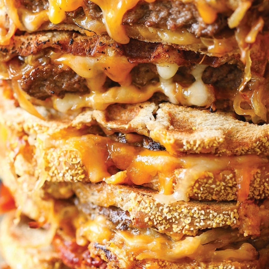Patty Melt Grilled Cheese Wafflesاام