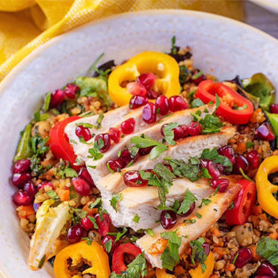 Moroccan grains & chicken salad