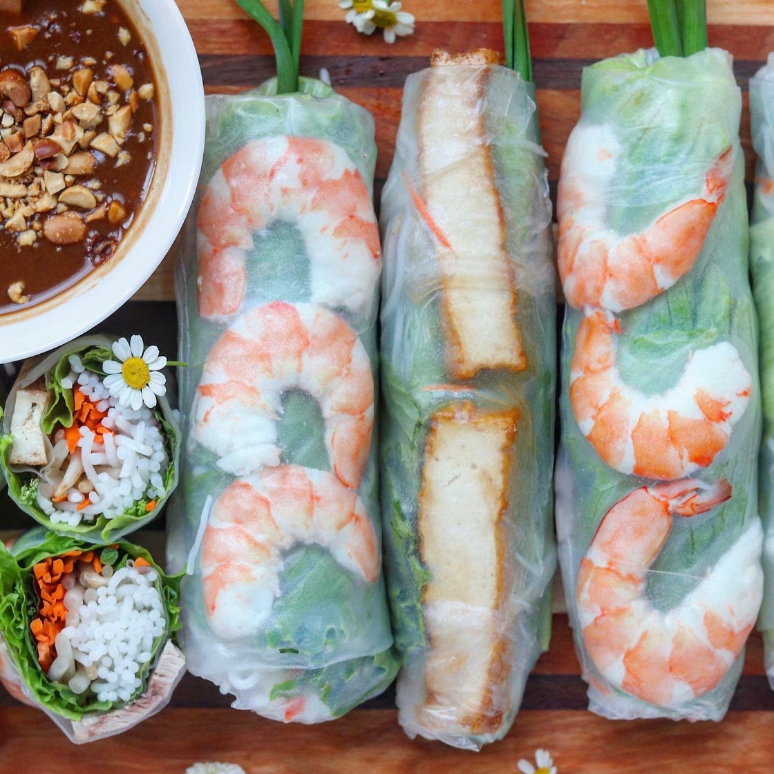 Fresh Spring Rolls: Fried Tofu & Pork-Shrimp Version