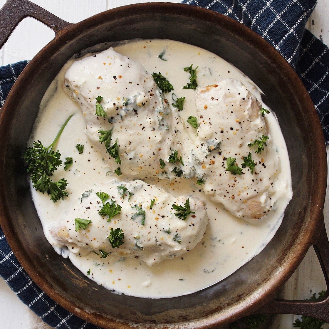 Keto Garlic Butter Chicken with Cream Sauce | Katie Rollins